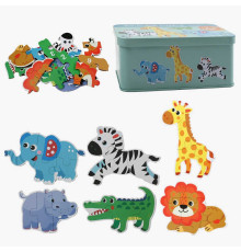 Пазли C 73874 (60) дерев’яні, 6 тварин, цифри-підказки на звороті, в боксі