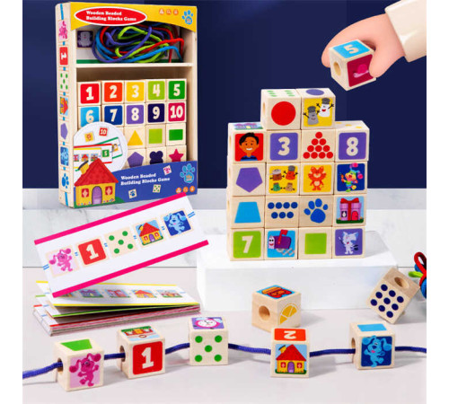 Шнурівка дерев'яна C 74296 (40) 25 дерев’яних кубиків, шнурочки, цифри, геометричні фігури, тварини, картки з комбінаціями, у плівці – в наличии! Купите сейчас у KAZKOVA Шнурівка дерев'яна C 74296 (40) 25 дерев’яних кубиків, шнурочки, цифри, геометричні фігури, тварини, картки з комбінаціями, у плівці – в наличии! Купите сейчас у KAZKOVA