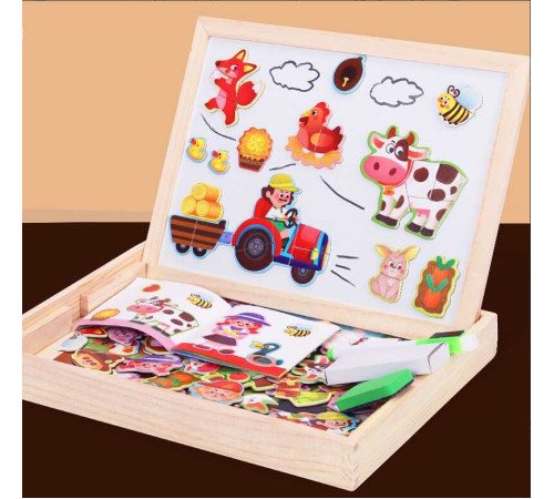 Дерев'яна магнітна дошка C 74015 (36) “Ферма”, магнітні пазли, дошка пиши-стирай, в коробці – в наличии! Купите сейчас у KAZKOVA