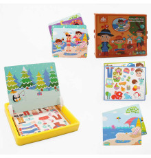 Дерев'яна магнітна дошка С 74454 (28) маркер, картки, магніт, назви англійською мовою, в коробці