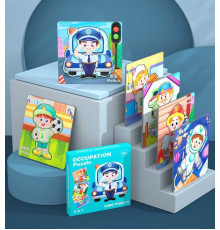 Пазли-вкладиші С 74368 (80) 6 дерев'яних дошок, 14х14 см, тематичні зображення, великі елементи-вкладиші, в коробці