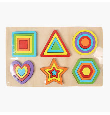 Пазли-вкладиші C 74394 (60) дерев’яні, геометричні фігури, кольори, в плівці