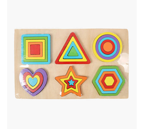 Пазли-вкладиші C 74394 (60) дерев’яні, геометричні фігури, кольори, в плівці