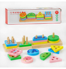 Дерев'яний геометричний сортер C 53737 (80) вивчення цифр, кольорів та тваринок, в коробці