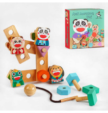 Логічна гра C 55636 (36) дерев'яна, 21 елемент, фігурна шнуровка, дерев'яні болтики, в коробці