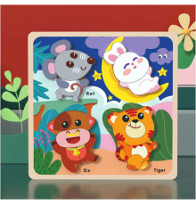 Пазли-вкладиші С 58253 (30) "Тваринки", дерев'яні, англійською мовою, в плівці