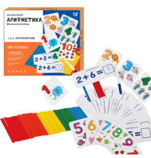 Математична гра C 60419 (60) "WToys", дерев'яні цифри, картки з рівняннями, рахунковий палички, цифри, маркер, у коробці