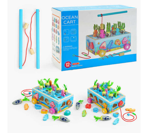 Ігровий центр С 62827 (24) “Морський город”, дерев’яний, каталка, магнітна риболовля, сортування за формами, овочі, фігурки, в коробці