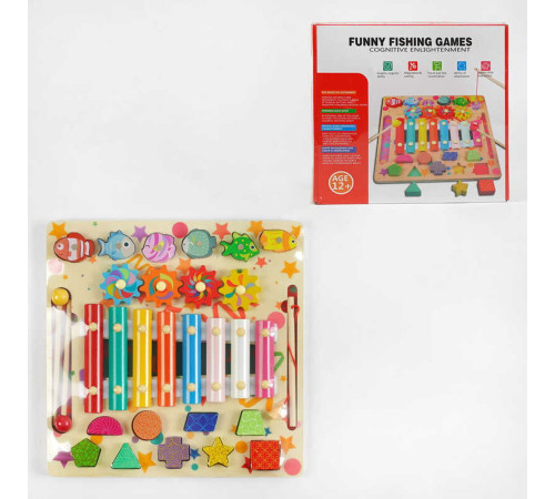 Логічна дерев’яна дошка C 63981 (24) ксилофон, рухомі шестерні, магнітна риболовля, геометричний сортер, в коробці – в наличии! Купите сейчас у KAZKOVA