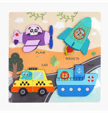 Пазли-вкладиші C 64014 (60) дерев'яні, 4 фігурки, підписи англійською мовою, в плівці