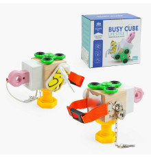 Бізіборд дерев'яний C 64879 (45) дерев’яний куб, 6 міні-ігор, в коробці