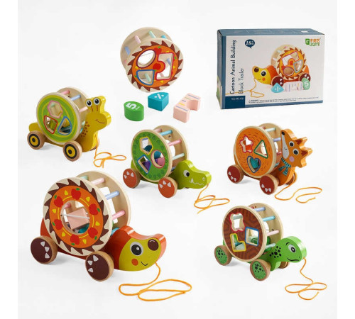 Каталка C 65729 (50) “Тваринка”, дерев’яна, геометричний сортер, ВИДАЄТЬСЯ ТІЛЬКИ МІКС ВИДІВ – в наличии! Купите сейчас у KAZKOVA