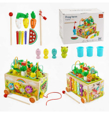 Ігровий центр C 68354 (24) дерев’яний, каталка, ксилофон, шестерні, пальчикова гра, годинник, магнітна риболовля, в коробці