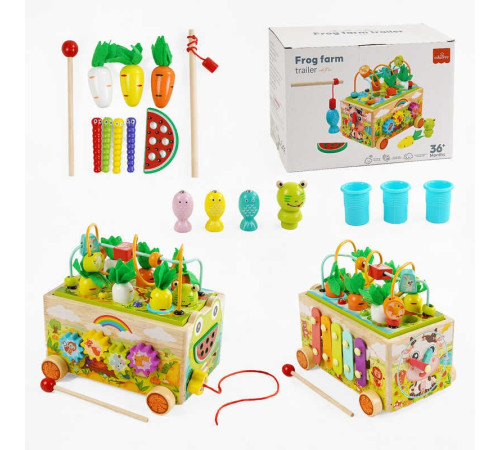 Ігровий центр C 68354 (24) дерев’яний, каталка, ксилофон, шестерні, пальчикова гра, годинник, магнітна риболовля, в коробці