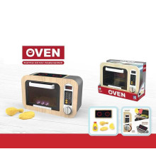 Мікрохвильова піч 818-502 A (18/2) дерев'яна, підсвічування, звуки, муляжі їжі, які змінюють колір, в коробці