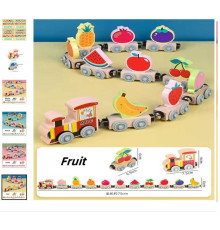 Потяг магнітний C 73285 (40) “Фрукти”, дерев'яний, в коробці