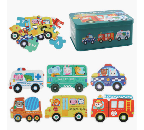 Пазли C 73875 (60) дерев’яні, 6 видів транспорту, цифри-підказки на звороті, в боксі – в наличии! Купите сейчас у KAZKOVA