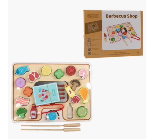 Вкладиші C 74297 (48) дерев’яні, щипці, картки із завданнями, 2 палички, фігурки, в коробці