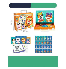 Дерев'яна магнітна дошка С 74456 (36) “Тварини”, картки із завданнями, дошка пиши-стирай, в коробці