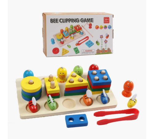 Логічна дерев’яна дошка C 74581 (60) гра з кілочками, магнітна риболовля, бджілки, щипці, сортер за формами, в коробці – в наличии! Купите сейчас у KAZKOVA