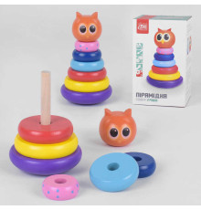 гр Пірамідка дерев'яна 91552 (24) "4FUN Game Club Wood", "Сова", нелягайко, 5 кілець, в коробці