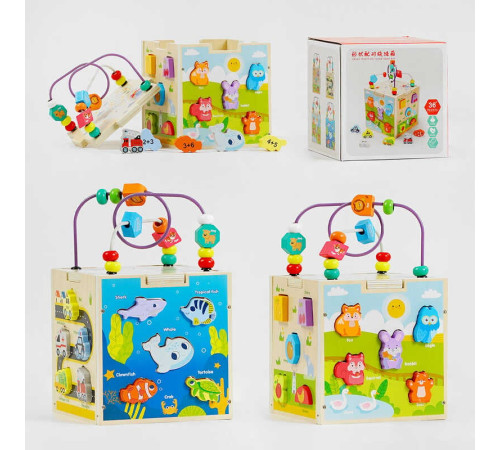 Куб логічний С 58266 (24) дерев'яний, лабіринт, сортер, у коробці – в наличии! Купите сейчас у KAZKOVA