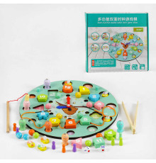 Годинник дерев`яний С 62350 (24) 7 ігор, магнітна риболовля, сортер геометричний, за кольорами, настільна гра, намистини, шнурок, в коробці