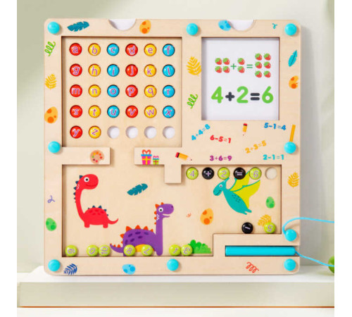 Дерев'яна магнітна гра C 71016 (60) 20 карток із завданнями, англійська абетка, цифри, магнітний стилус, в коробці