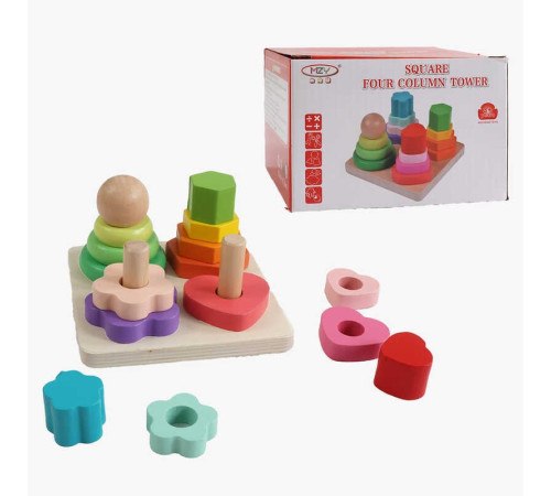 Дерев'яний геометричний сортер C 53961 (96) фігурки, в коробці – в наличии! Купите сейчас у KAZKOVA