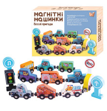 Магнітні машинки 49325 (30) "WToys", дерев’яні, в коробці