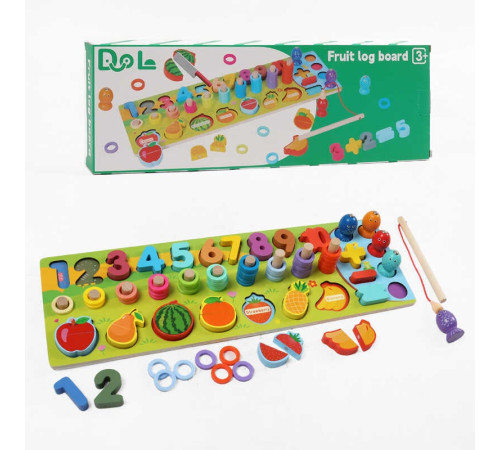Логічна дерев’яна дошка C 74283 (20) цифри, фрукти на магнітах, магнітна риболовля, гра з кілочками, в коробці – в наличии! Купите сейчас у KAZKOVA