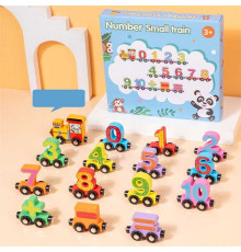 Потяг магнітний C 74241 (40) загальна довжина 100 см, дерев’яні цифри та арифметичні знаки на колесах, з магнітами, в коробці