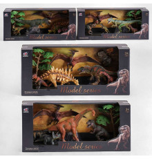 Набір динозаврів Q 9899-W1 (12) 4 види, 6 елементів, 5 динозаврів, аксесуар, в коробці