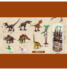 Набір динозаврів JB 008 T (36/2) 10 дорослих особин, 3 особини в яйці, пальма, в тубі