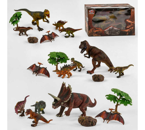 Набір динозаврів Q 9899-213 (24/2) 3 види, 7 елементів, 4 динозаври, аксесуари, в коробці – в наличии! Купите сейчас у KAZKOVA