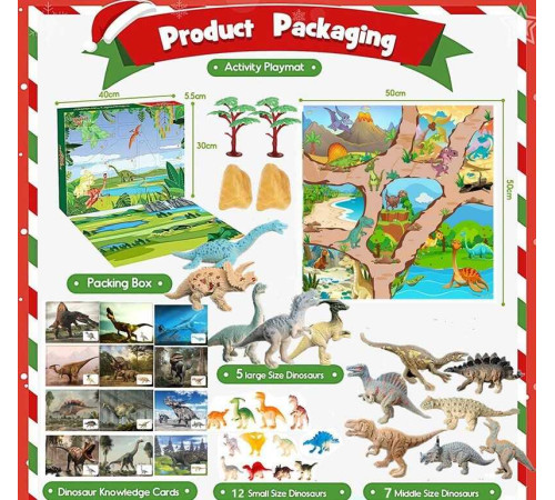 Набір динозаврів WS 26 (20) адвент-календар, фігурки динозаврів, 24 комірки, ігрове поле, в коробці – в наличии! Купите сейчас у KAZKOVA
