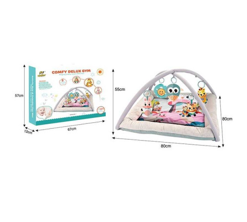 Килимок BY-A 185 (8) 80х80х55 см, 6 брязкалець, музичне брязкальце, пискавки, шелесткі елементи, в коробці – в наличии! Купите сейчас у KAZKOVA