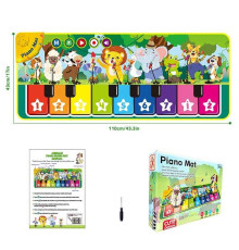 Килимок музичний 638-18 (36) 110 х 3 х 43 см, на батарейках, музичні інструменти, ноти, звуки тварин, запис, режим пам'яті, музика, в коробці