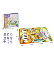 Музичний килимок MTK 035-1 A (72/2) на батарейках, музика, звук, музичні інструменти, запис, режим гучності, барабанні палички, розмір 80х50 см, в коробці