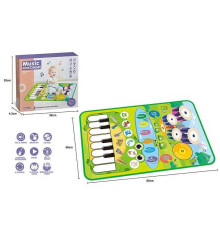 Музичний килимок MTK 035-2 A (72/2) на батарейках, музика, звук, музичні інструменти, запис, режим гучності, барабанні палички, розмір 80х50 см, в коробці