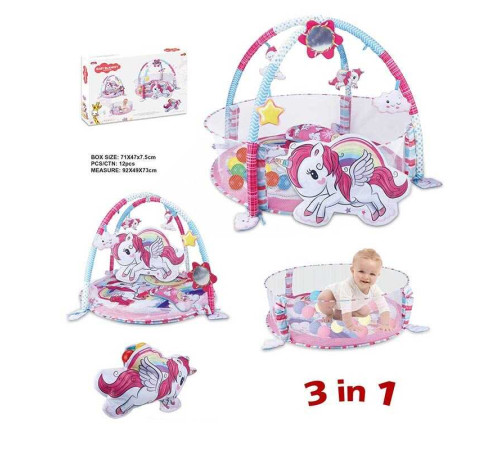 Килимок 023-73 B (12) “Єдиноріг”, брязкальця, набір пластикових кульок, у коробці