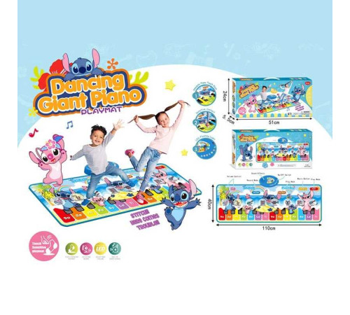 Музичний килимок XY 388 (48/2) підсвічування, звук, піаніно, 8 музичних інструментів, мелодії, запис та відтворення власних мелодій, в коробці