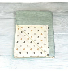 гр Плед для немовлят "Серця" 16845 (1) тканина в’язане полотно, ФЛАНЕЛЬ PREMIUM, розмір 100*80 см "Bimbo", в пакеті