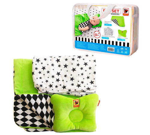 гр Набір МС110512-08 "Bed Set Newborn" зелений: подушка, ковдра, простирадло. Текстильний набір (1) "Масік"