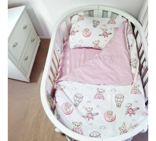 гр Змінний комплект постільної білизни для овального ліжечка "Ведмедик на місяці" 91960 (1) тканина РАНФОРС, розмір 110*90 см "Bimbo" – в наличии! Купите сейчас у KAZKOVA