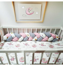 гр Бортик у ліжко "Косичка" 73382 (1) тканина ФЛАНЕЛЬ Premium, наповнювач СИНТЕПУХ, розмір 120*18 см "Bimbo"
