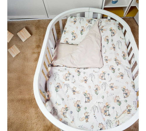 гр Змінний комплект постільної білизни для овального ліжечка "Лисеня" 44571 (1) тканина РАНФОРС, розмір 110*90 см "Bimbo" – в наличии! Купите сейчас у KAZKOVA