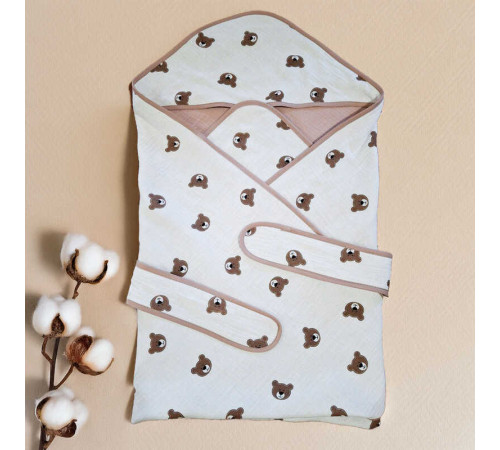 гр Конверт з куточком для немовлят "Ведмежа" 90715 (1) тканина МУСЛІН, розмір 90*90 см "Bimbo", в пакеті – в наличии! Купите сейчас у KAZKOVA