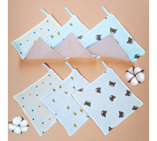 гр Набір серветок для немовлят 70651 (1) 3 штуки в комплекті, тканина МУСЛІН, чотири-шарові, розмір 25*25 см, "Bimbo", в пакеті – в наличии! Купите сейчас у KAZKOVA