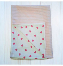 гр Плед дитячий для немовлят "Серце" 99877 (1) в’язане полотно, МУСЛІН, розмір 100*80 см "Bimbo"